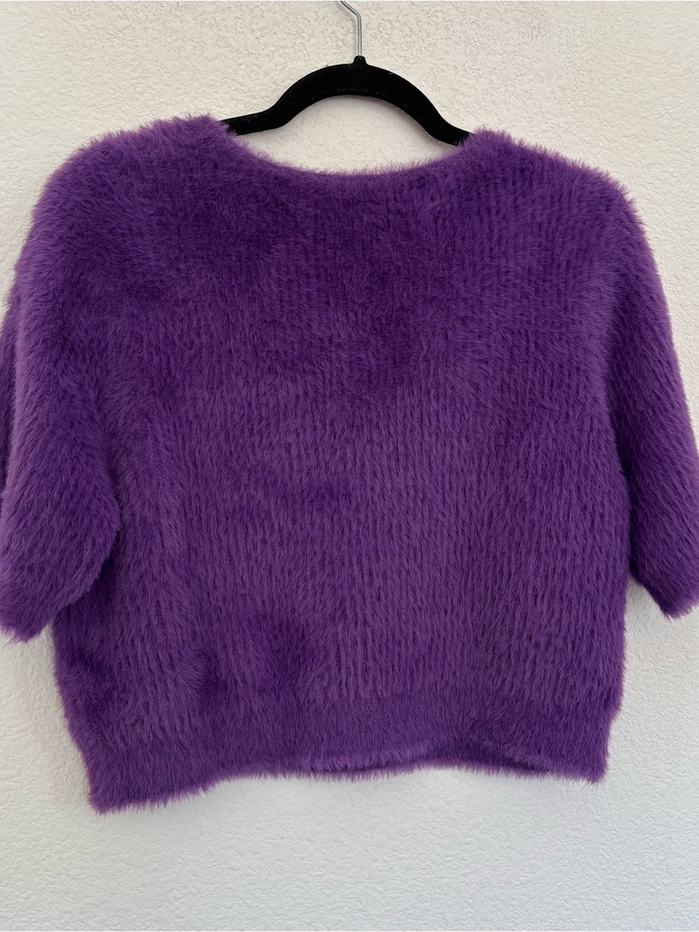 Anthropologie Oval Square Young Knit Pansy Purple Crop Sweater - Picture 6 of 7